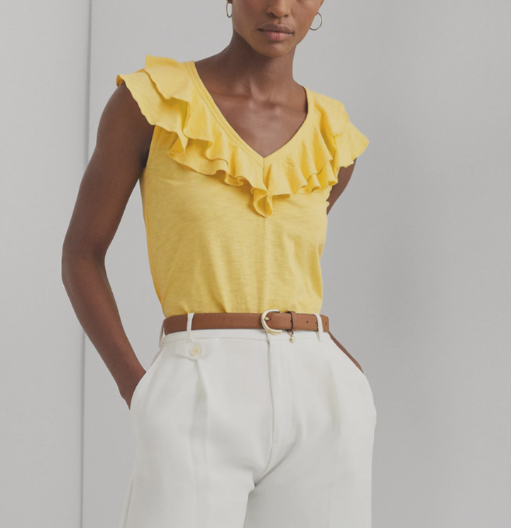 Lauren Ralph Lauren Ruffled Sleeveless Tee MSRP $89