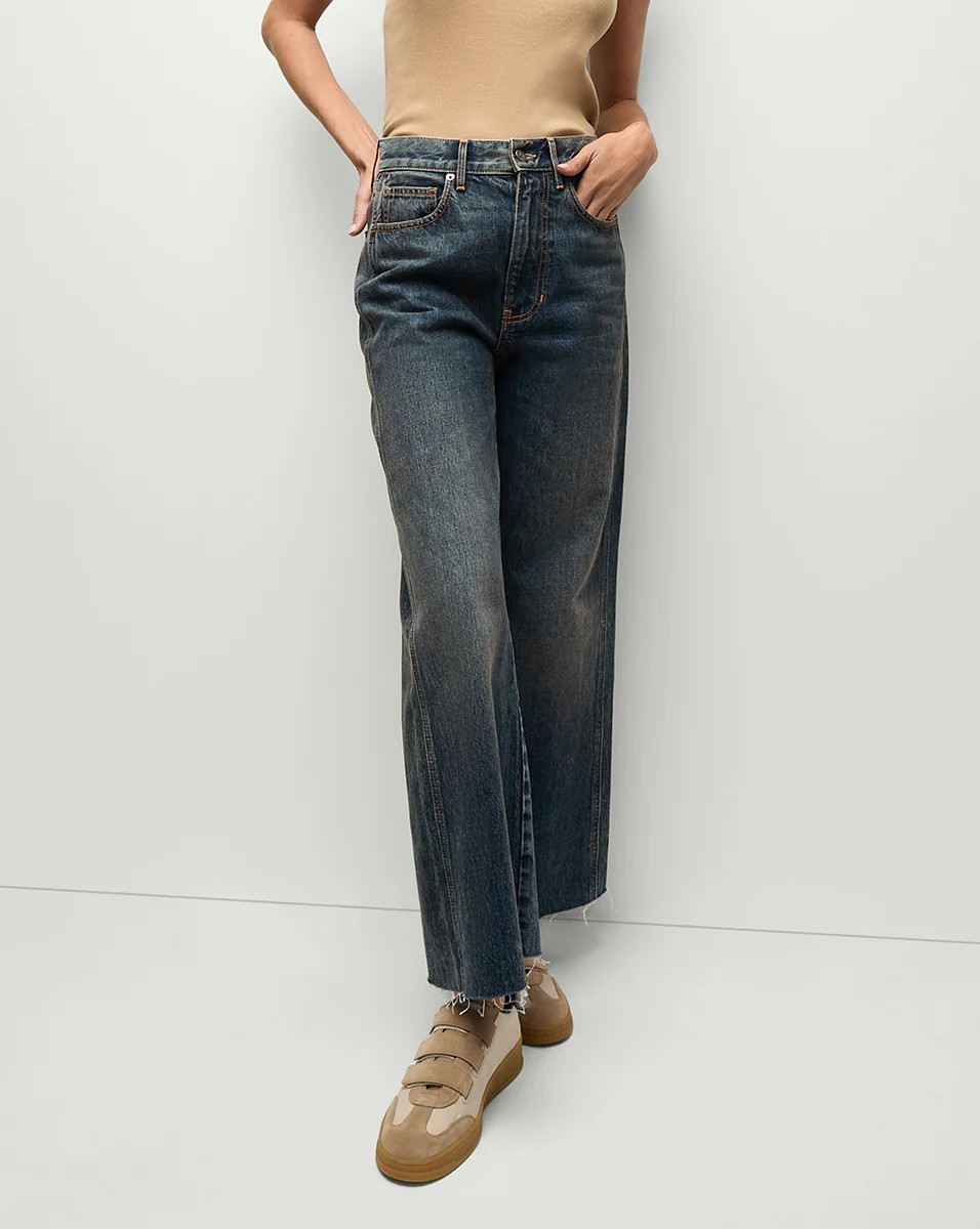 Veronica Beard Taylor Cropped Wide-Leg Jean MSRP $378