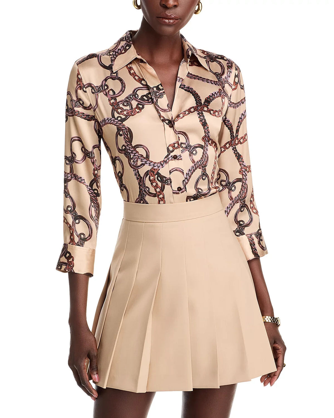 L'AGENCE Dani Silk Chain Blouse MSRP $380