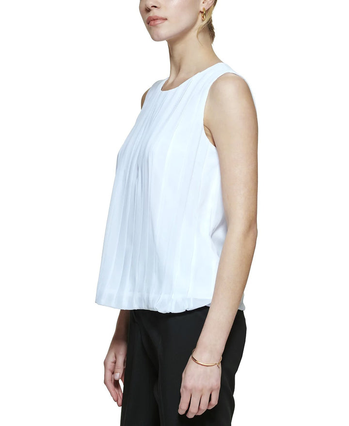 Calvin Klein Sleeveless Pleated Blouse MSRP $69