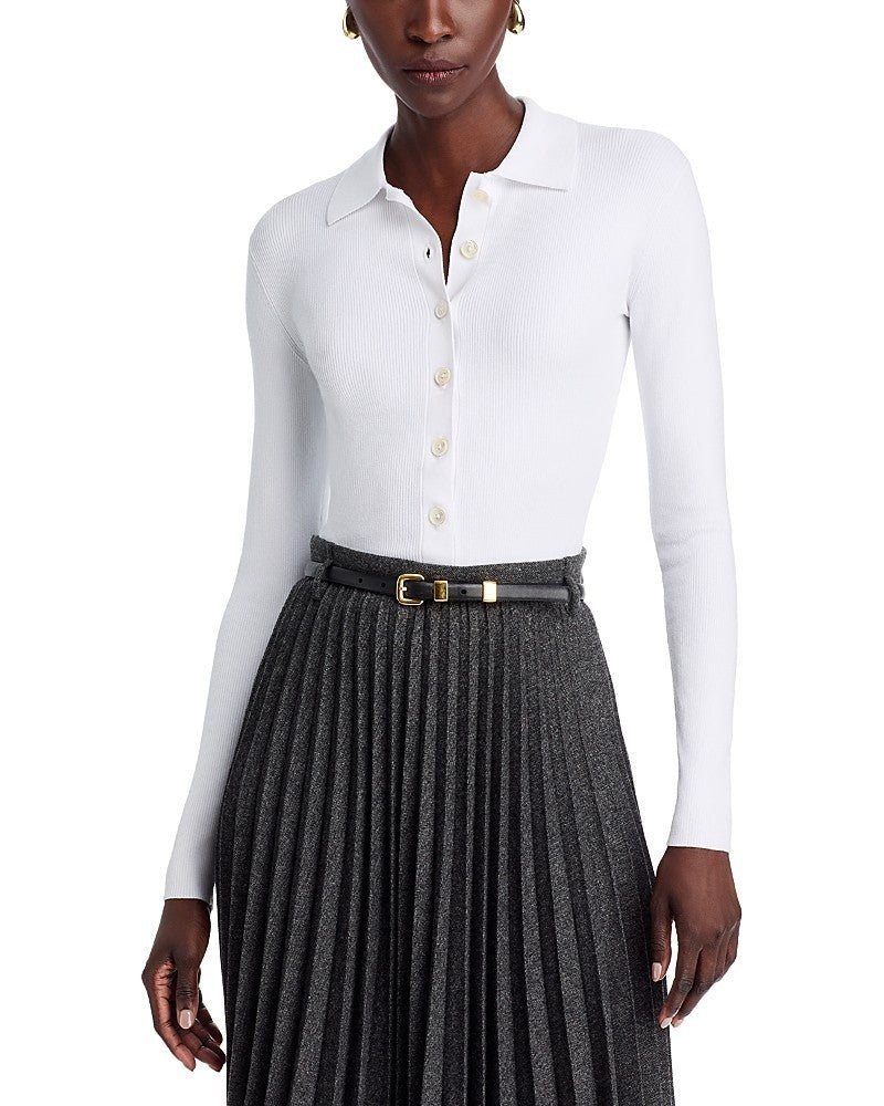 Michael Kors Collared Rib Knit Cardigan MSRP $295