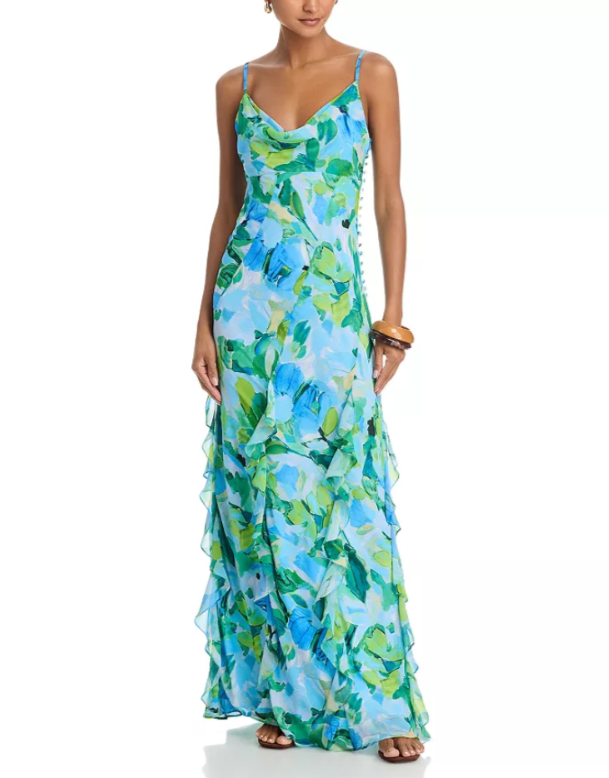 AQUA Abstract Print Gown MSRP $268