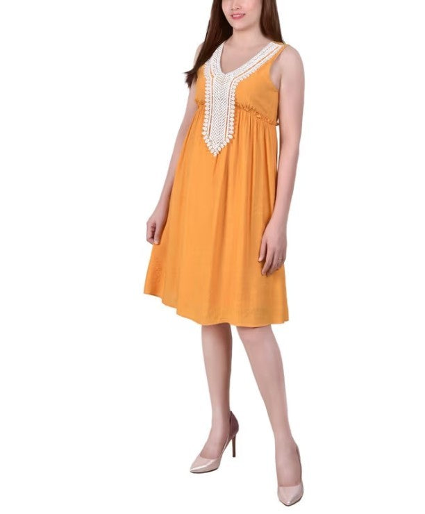 NY Collection Petite Crochet Neckline Empire Dress MSRP $55