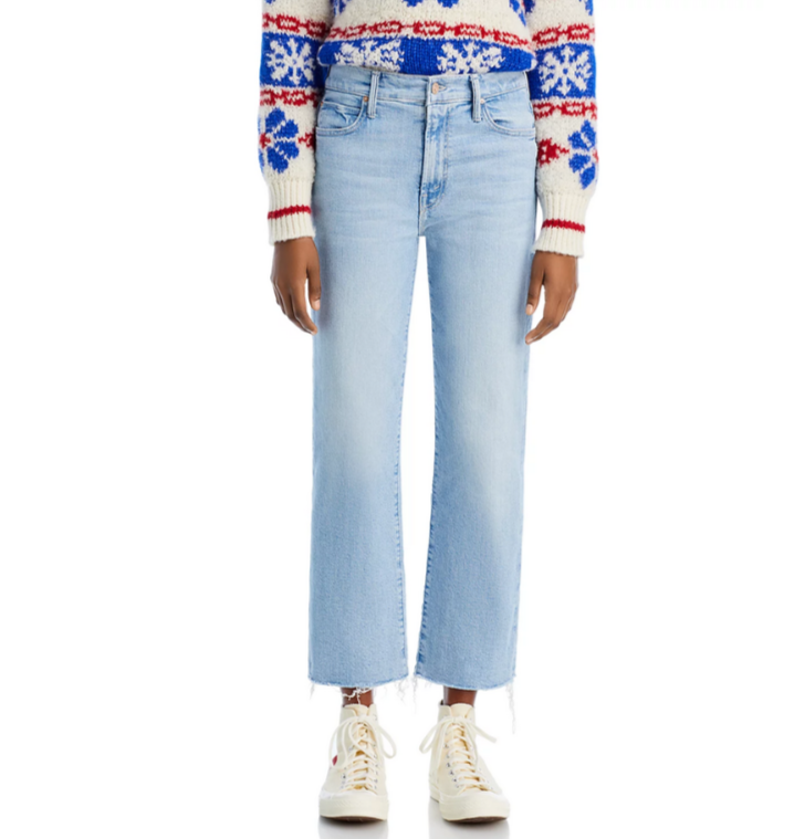 MOTHER The Kick It High Rise Frayed Ankle Jeans MSRP $238