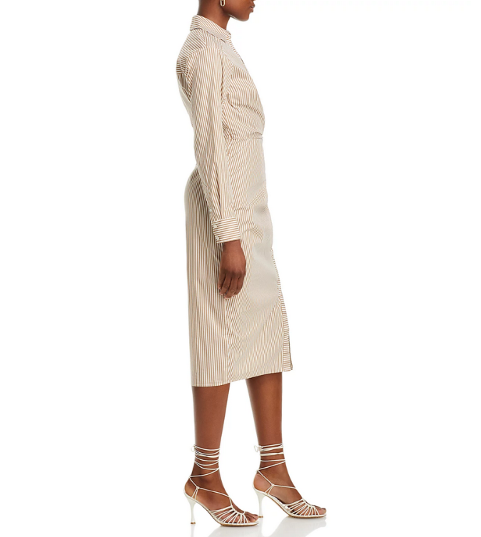 Veronica Beard Wright Striped Twist Waist Shirt Dress MSRP $498