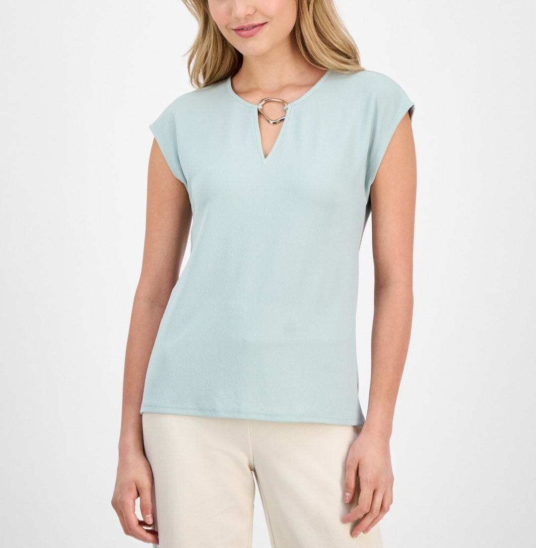 Anne Klein Embellished Keyhole Top MSRP $59