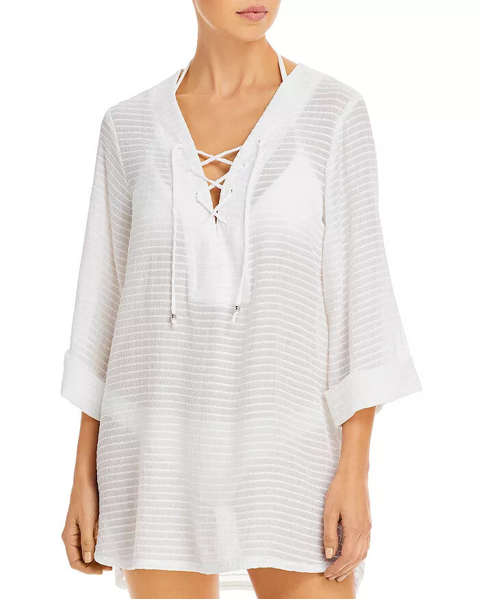 J. Valdi Lace Up Shirt Swim Cover Up MSRP $58