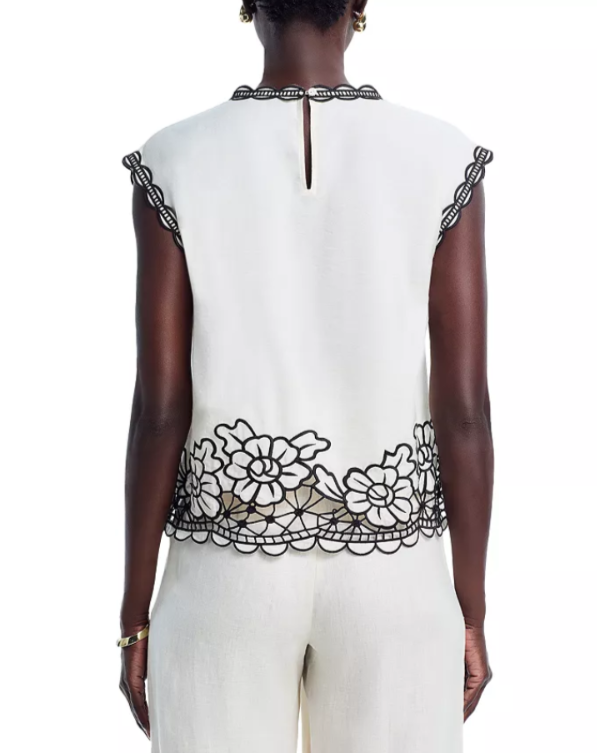 Elie Tahari The Poppy Embroidered Top MSRP $295