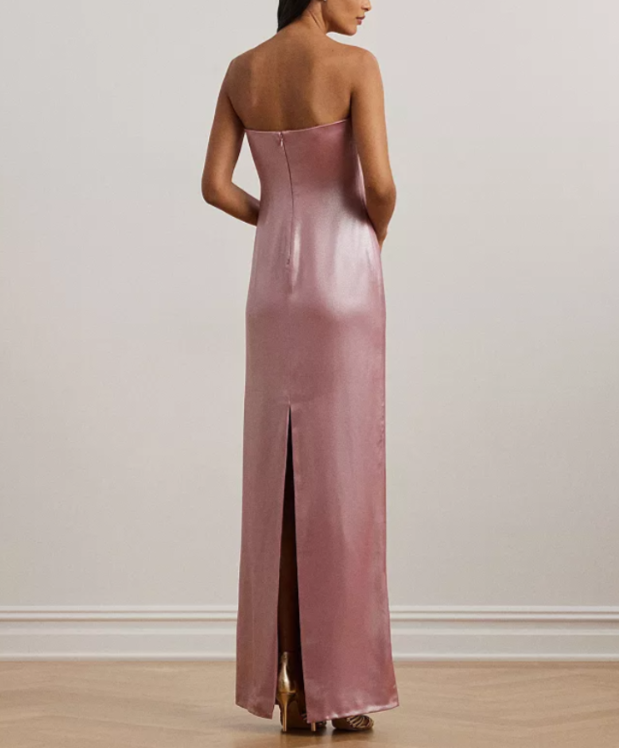 Lauren Ralph Lauren Foiled Charmeuse Strapless Gown MSRP $345