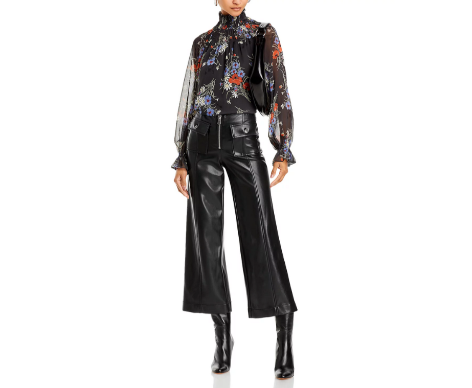 Cinq à Sept Azure Faux Leather Cropped Pants MSRP $295