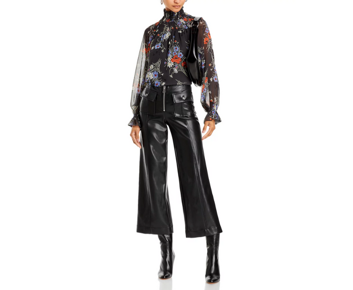 Cinq à Sept Azure Faux Leather Cropped Pants MSRP $295