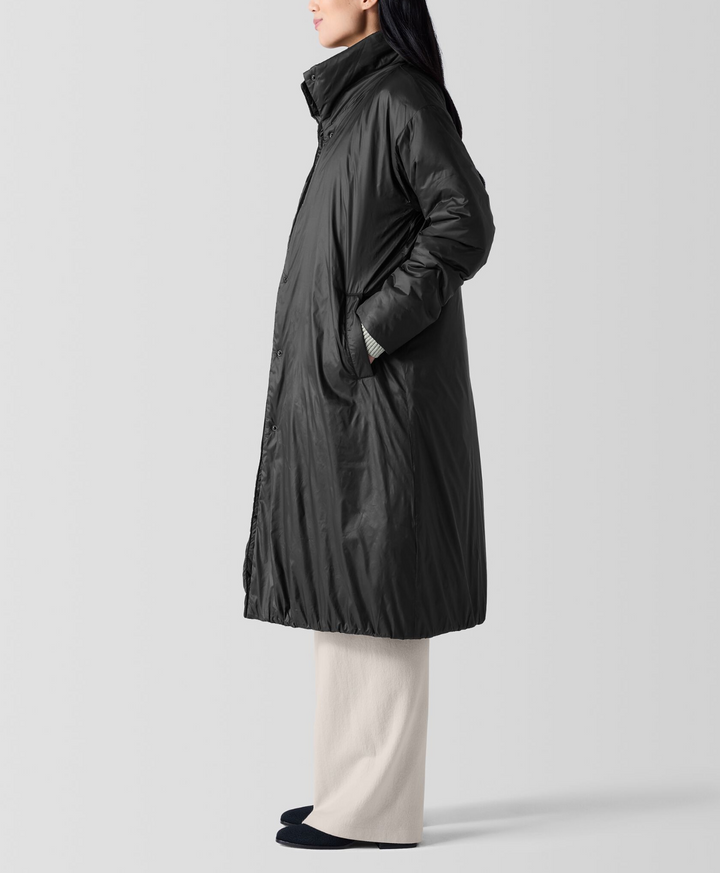 Eileen Fisher Eggshell Recycled Nylon Long Coat MSRP $428
