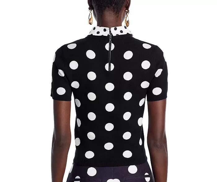 Alice and Olivia Aster Collared Short Sleeve Sweater Top MSRP $395 Size XS