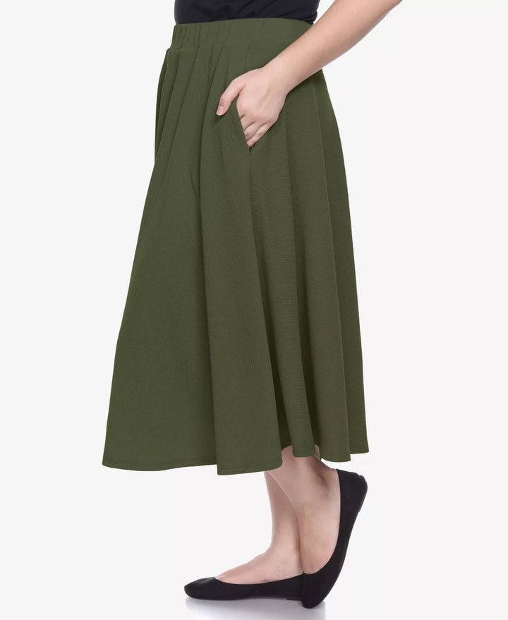 White Mark Plus Size Flared MIDI Skirt MSRP $49