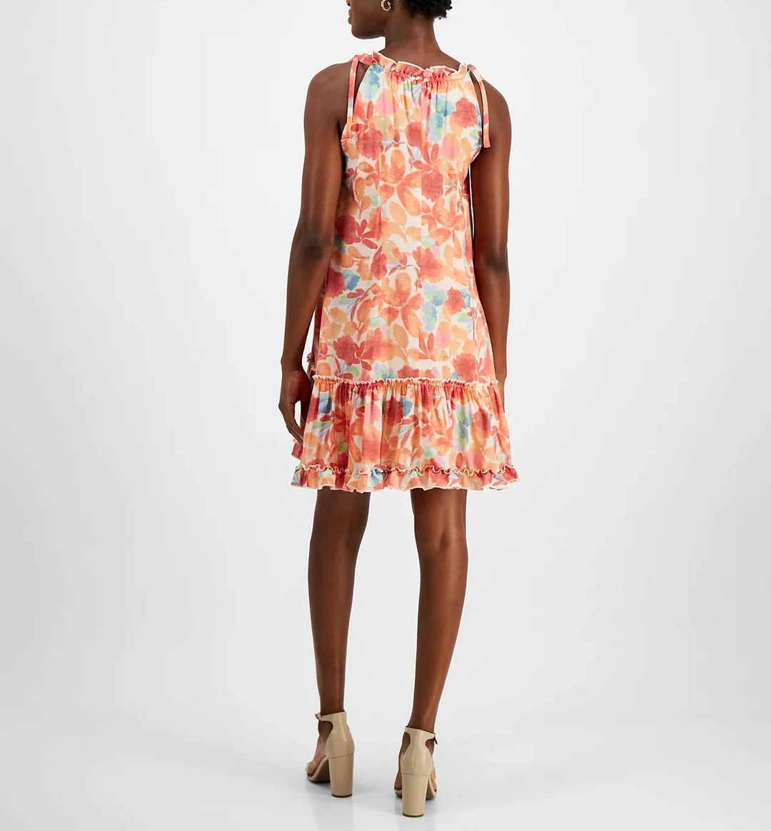 Signature by Robbie Bee Ruffled A-Line Tie-Strap Dress MSRP $69