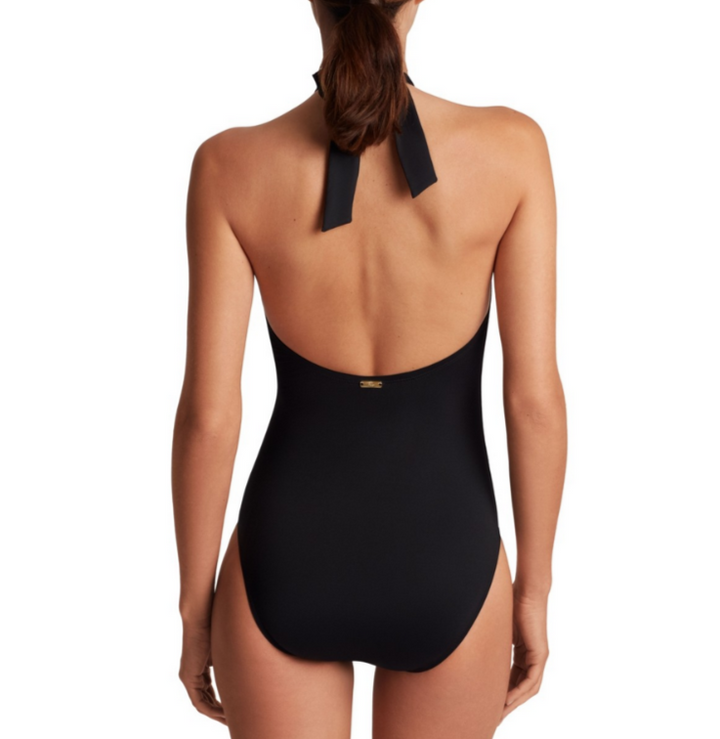 Lauren Ralph Lauren Macrame-Ring High-Neck One-Piece Swimsuit MSRP $160
