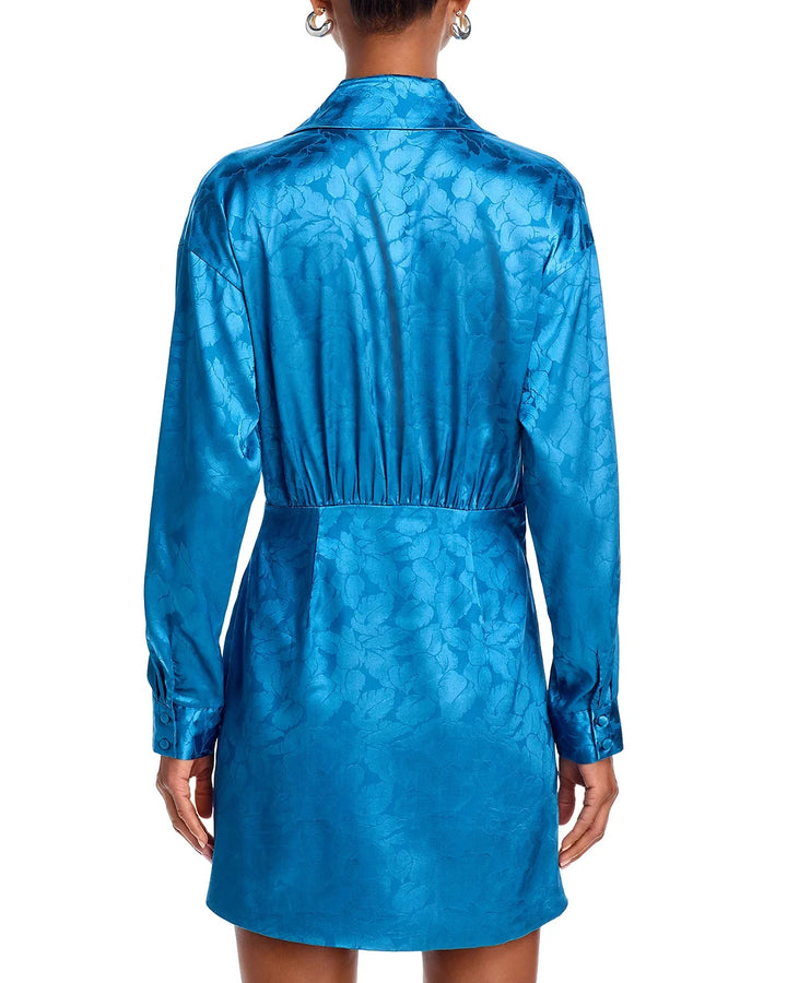 AQUA Satin Wrap Front Long Sleeve Mini Dress MSRP $88