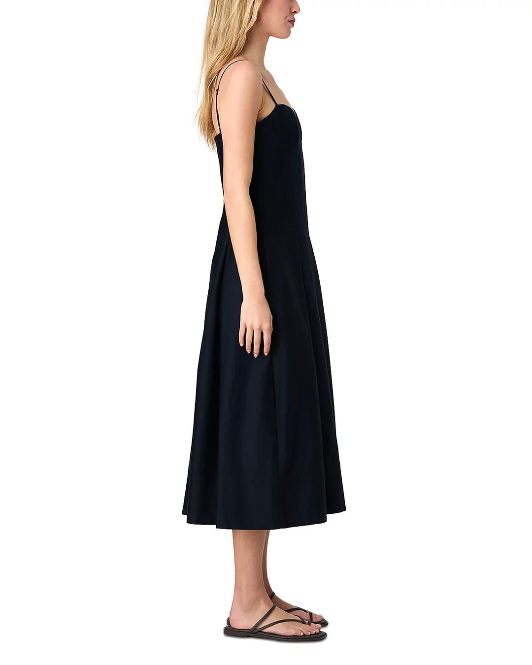 FRENCH CONNECTION Sateen Pleated Midi Dress MSRP $178