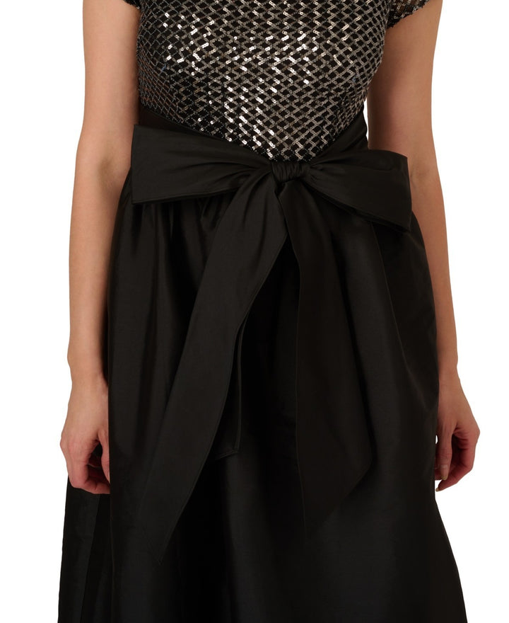 Adrianna Papell Petite Sequinned-Bodice Bow-Waist Ball Gown MSRP $159
