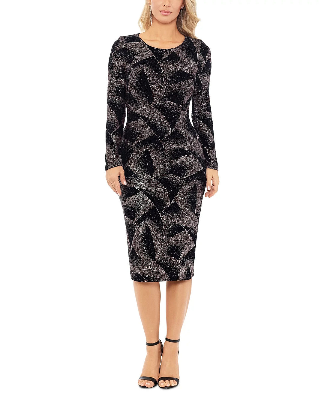 Betsy & Adam Long-Sleeve Glitter-Knit Dress MSRP $159