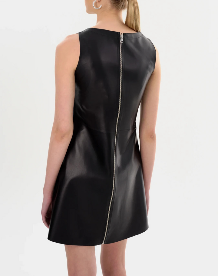 LAMARQUE Lozana Reversible Leather Mini Dress MSRP $575