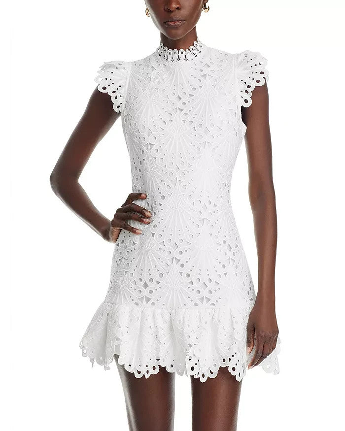 AQUA Mock Neck Lace Shift Dress MSRP $118