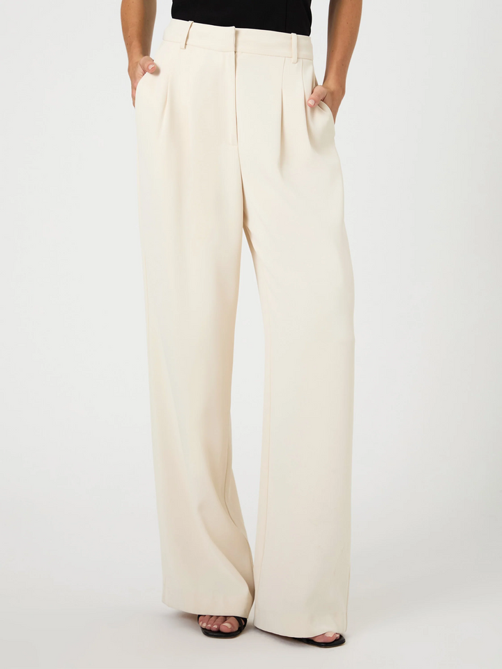 French Connection Women's Harrie Wide Leg Suiting Pants - Classic Cream MSRP $98