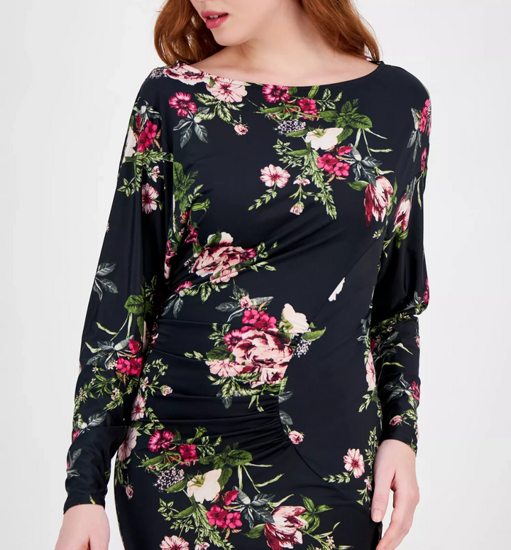 RACHEL Rachel Roy Women's Cora Printed Long-Sleeve Maxi Dress MSRP $129