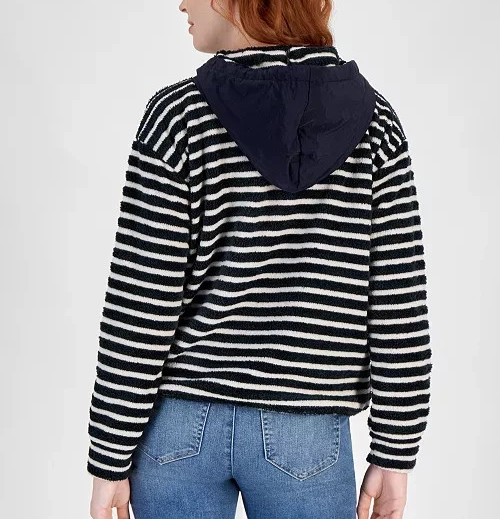 Nautica Jeans Striped Hooded Zip-Up Sweatshirt MSRP $109