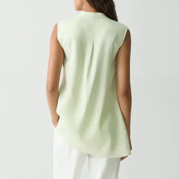 Theory Sleeveless Asymmetrical Shirt in Linen-Viscose MSRP $245