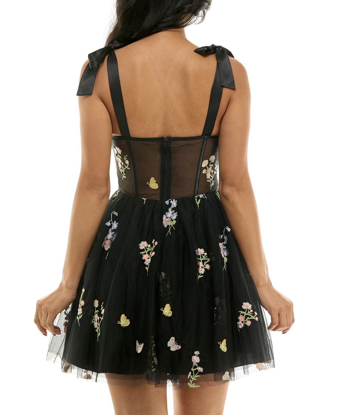 City Studios Juniors' Embroidered Tulle Mesh Sleeveless Dress MSRP $99