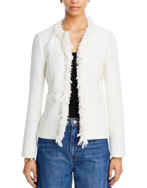 Derek Lam 10 Crosby Garcia Fringe Tweed Open Jacket MSRP $650