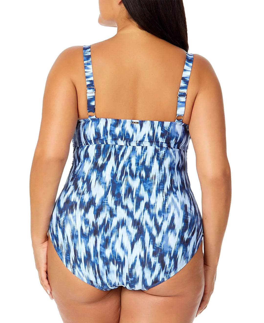 Anne Cole Plus Size Printed Draped-Front Underwire One-Piece Swimsuit MSRP $118