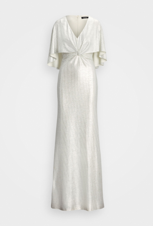 Lauren Ralph Lauren Twist-Front Cape-Overlay Gown MSRP $295
