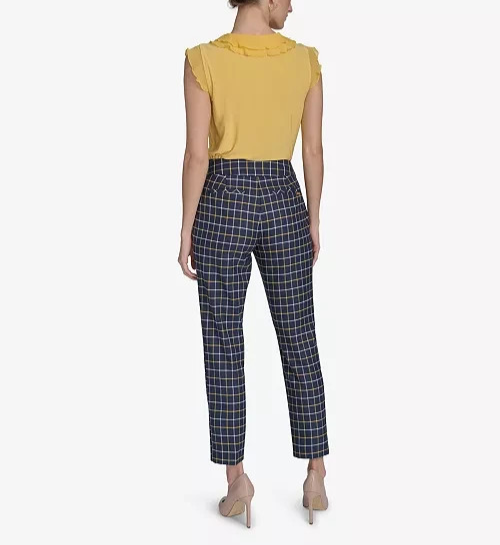 Tommy Hilfiger Plaid-Print Slim-Fit Ankle Pants MSRP $109
