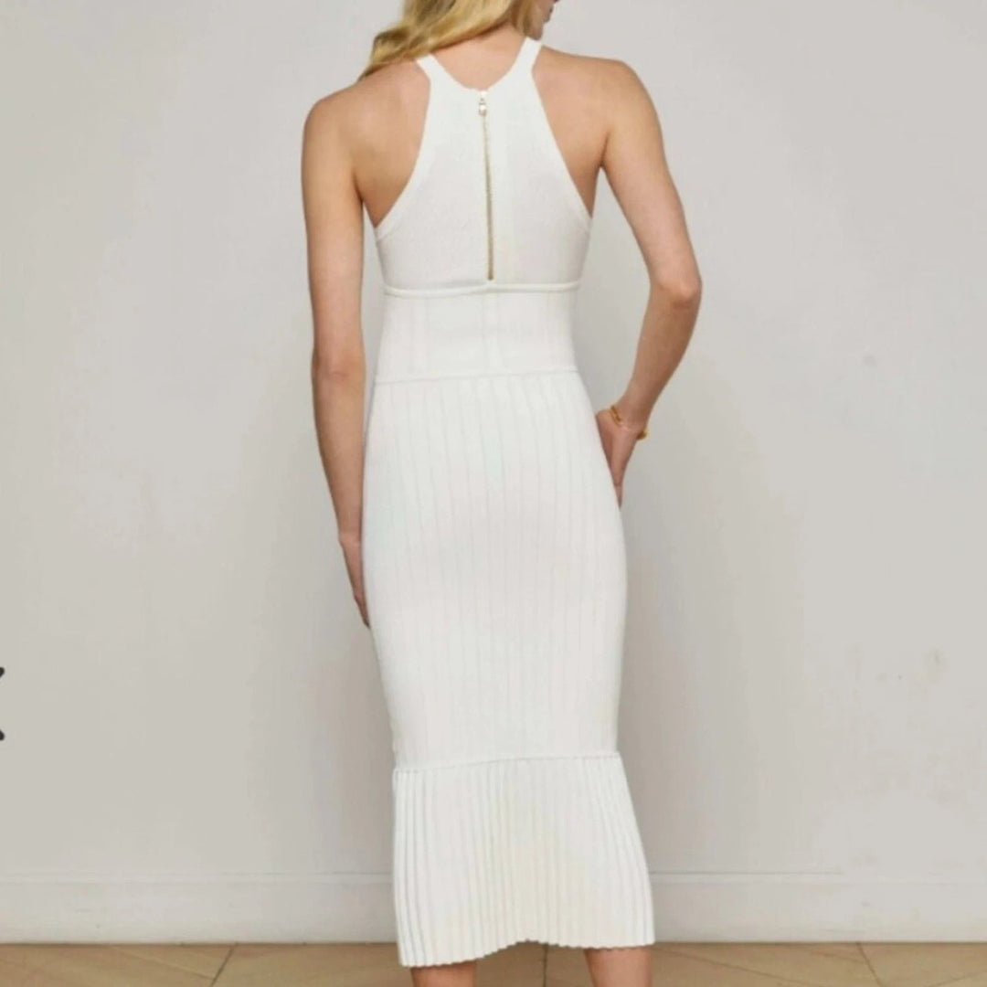 L'Agence Kimi Pleat Hem Knit Dress MSRP $550