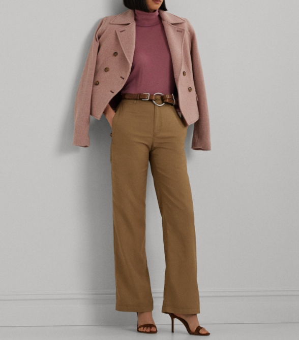 Lauren Ralph Lauren Canvas Wide-Leg Pants MSRP $165