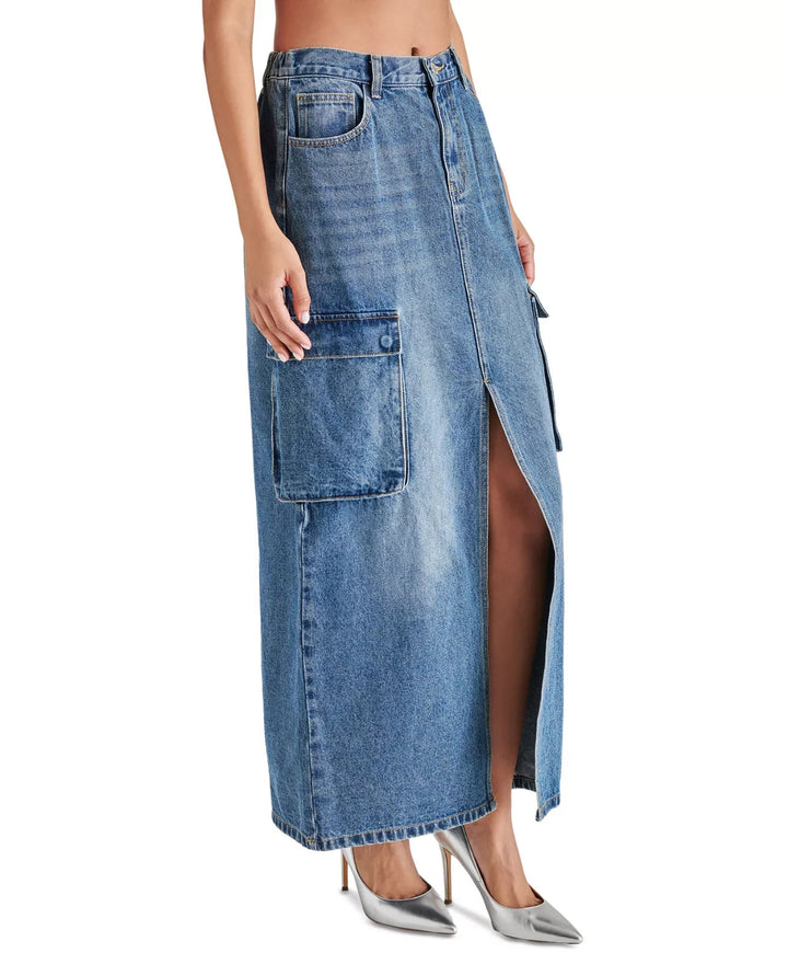 Steve Madden Women's Benson Slit-Front Patch-Pocket Skirt MSRP $99