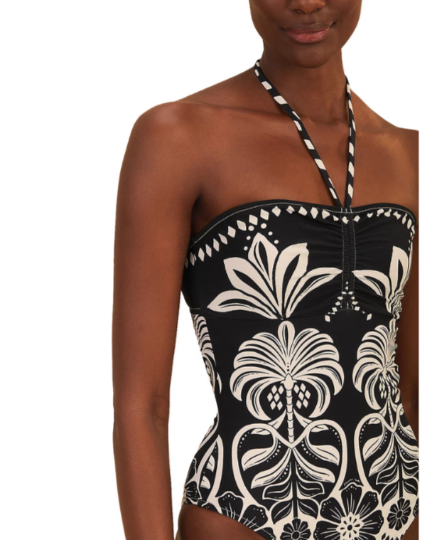 FARM Rio Flowers Leopard One Piece Swimsuit MSRP $210