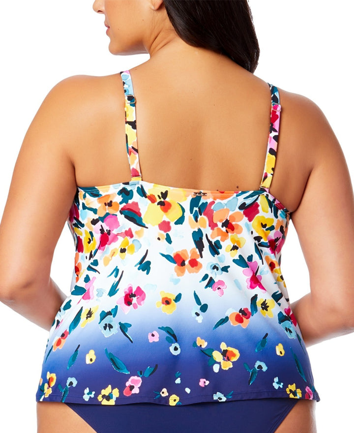 Anne Cole Plus Size Floral-Print Tankini Top MSRP $98