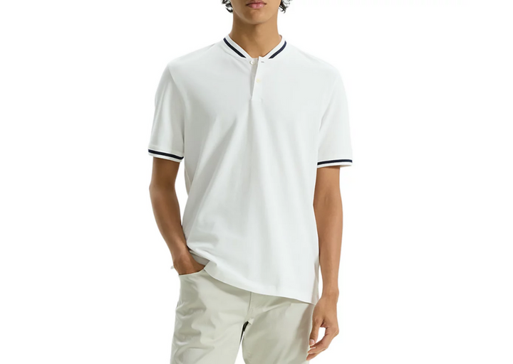 Theory Berk Pima Cotton Stretch Function Piqué Tipped Polo Shirt MSRP $125