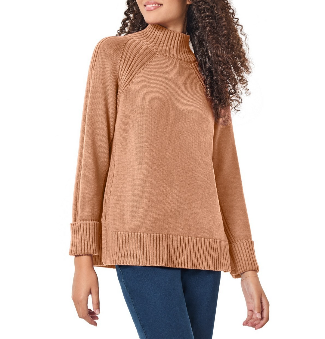 Jones New York Women's Mock Neck Sweater with Rib Detail MSRP $89.50