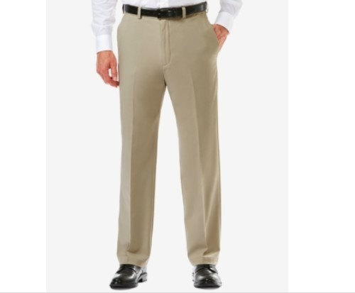 Haggar Cool 18 Pro Classic-Fit Flat Front Stretch Dress Pants MSRP $70