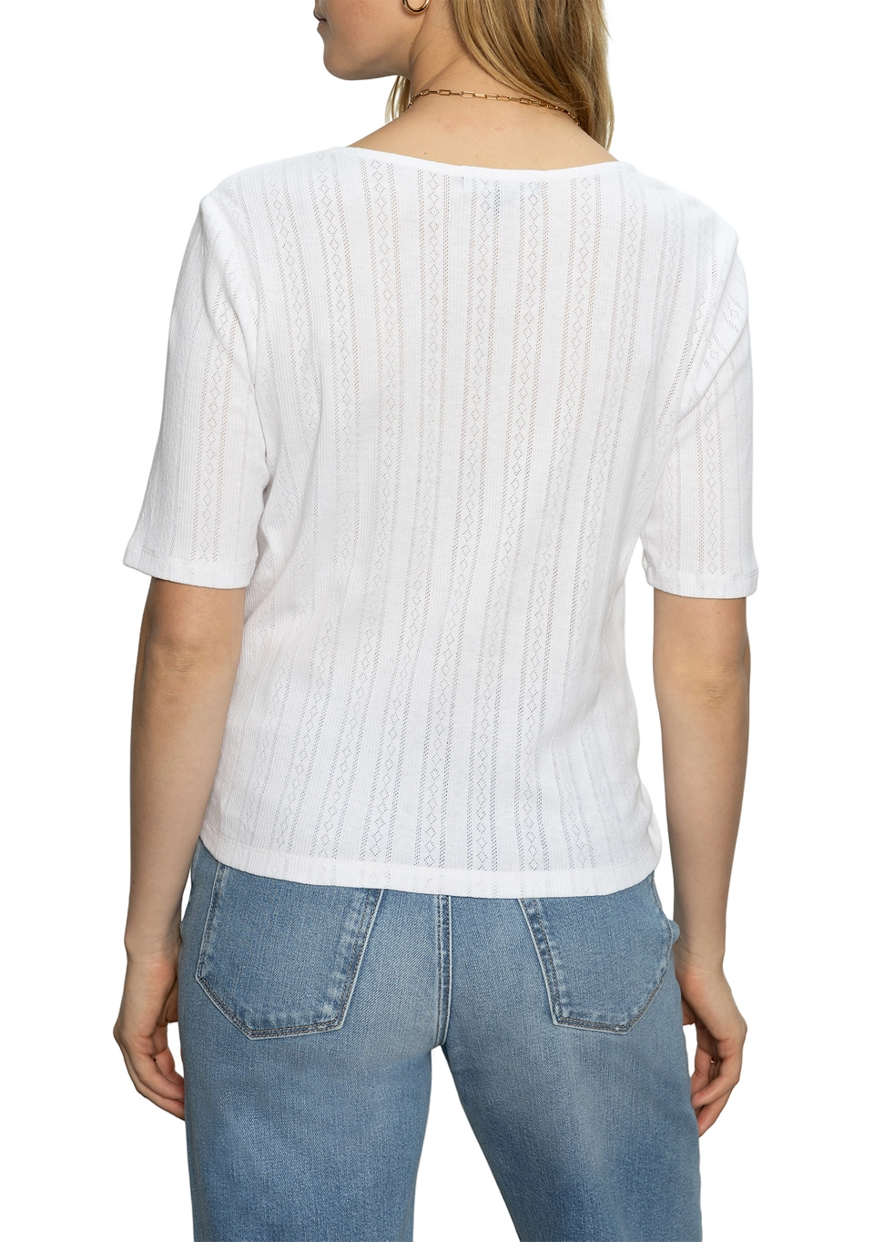 Sanctuary Women's Cotton Pointelle Tie-Front Top MSRP $59