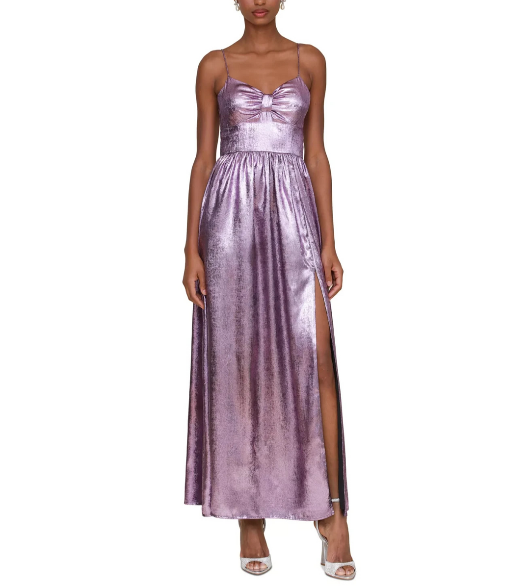 Avec Les Filles Women's Metallic Foiled Sleeveless Maxi Dress MSRP $188 BLM