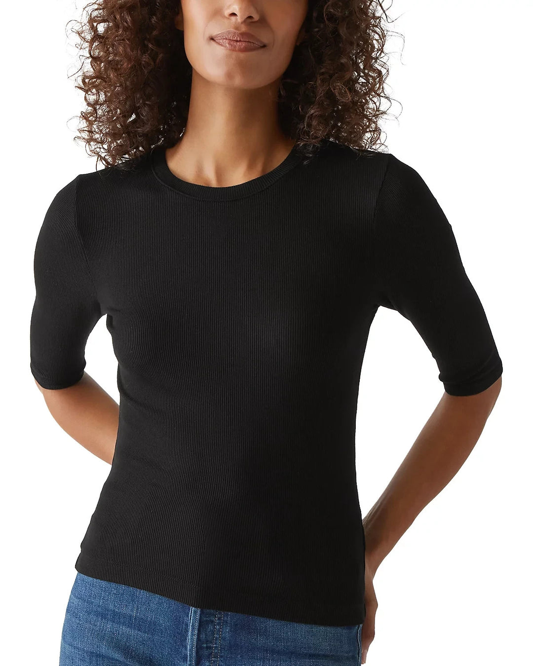 Michael Stars Maeve Elbow Sleeve Crewneck Top MSRP $88