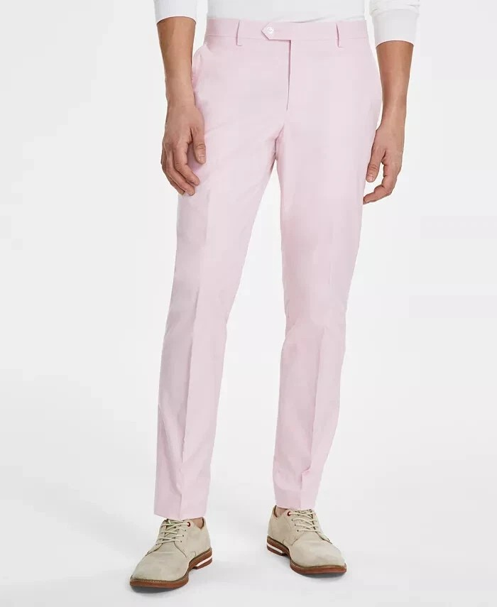Tommy Hilfiger Men's Modern-Fit TH Flex Stretch Chambray Suit Pants MSRP $135