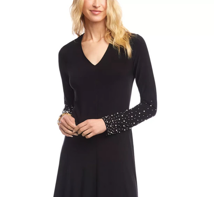 Karen Kane Kate Beaded Sleeve Travel Jersey Dress MSRP $198