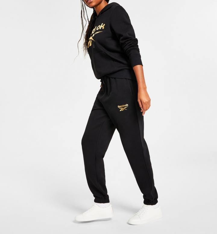 Reebok Women's Metallic Foil Logo Fleece Jogger Sweatpants MSRP $45