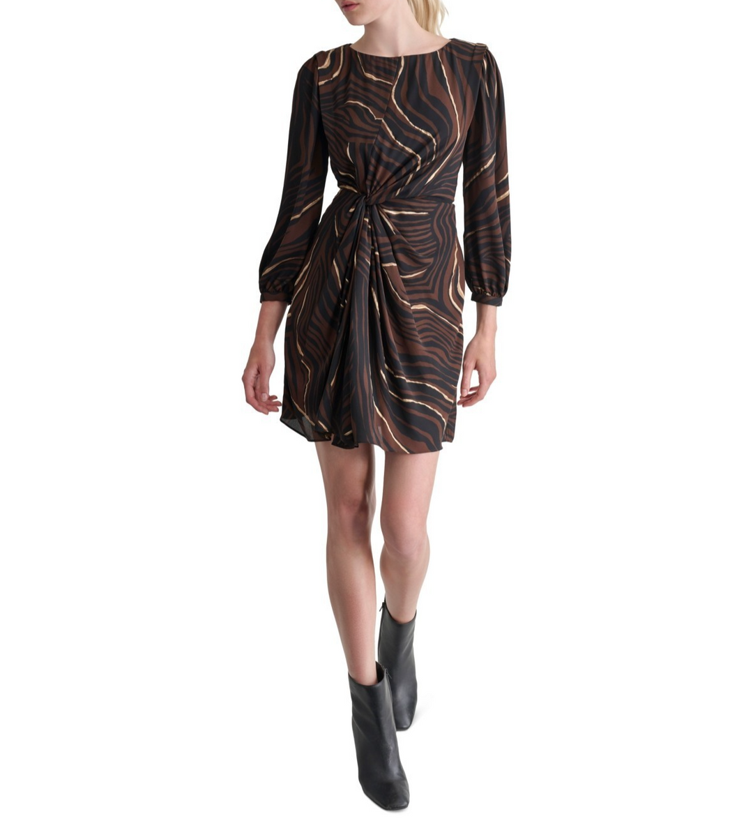 Dkny Twist-Front Long-Sleeve Fit & Flare Dress MSRP $139